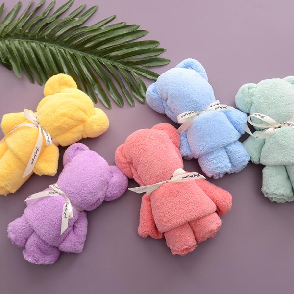 Как показано Luxury Bear Towel Bath towel density coral velvet set absorbent cute soft gift (как показано на рисунке)