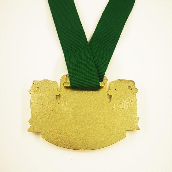 Diecasted Gold Metal Carnival Medal 3D Narren Design With Acrylic Stones And Ribbon