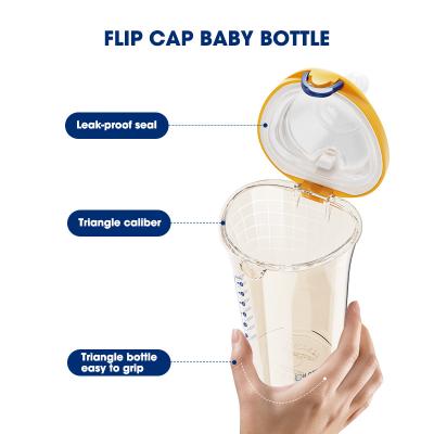 A anti cólica Flip Cap Natural Flow Baby engarrafa o pescoço largo livre de BPA PPSU