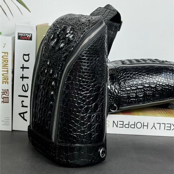Authentic Crocodile Skin Men's Casual Chest Bag Small Travel Purse Genuine Exotic Alligator Leather Male Crossbody Bag