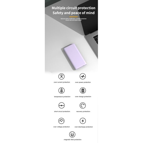 Portable 10000mah Fast Charging Power Bank 22.5w Outdoor High Capacity With Flashlight