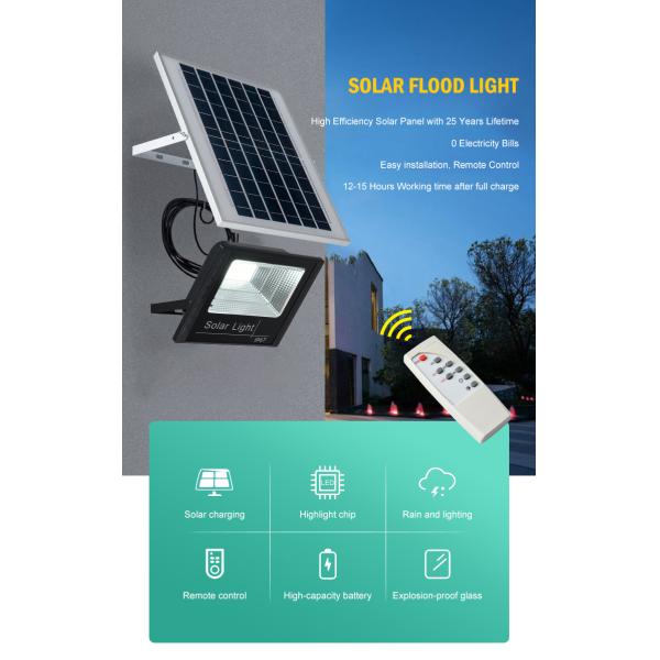 Commercial 100LM/W LED Solar Flood Lights 30w 50w IP67 Automatic Control