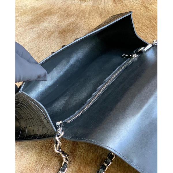 Authentic Crocodile Skin Women's Foldable Clutch Female Evening Purse Genuine Alligator Leather Lady Cross Shoulder Bag