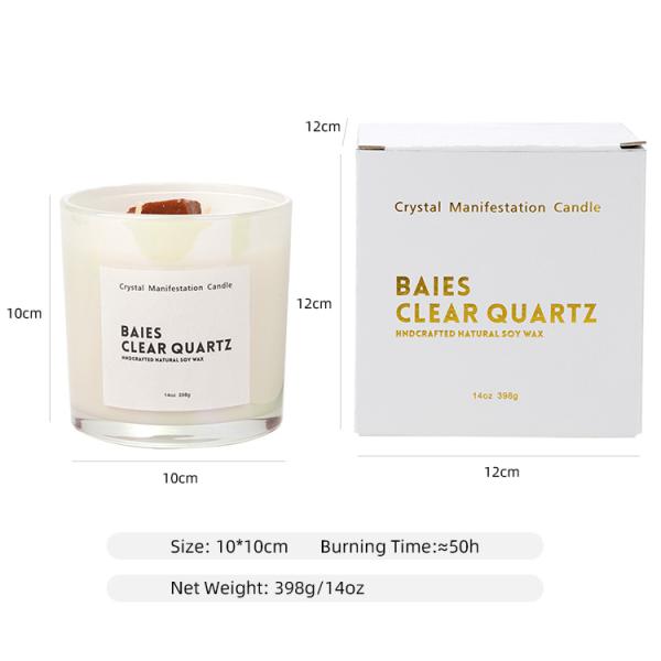 398g 14oz Healing Crystal Glass Jar Scented Candle  Aromatherapy Candles Iridescent