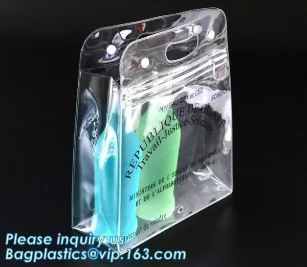Vinyl Pvc Zipper Heavy Duty Clear Plastic Bags With Handles, Eco-friendly Clear PVC Wine Ice Bag / pvc wine gift ice bag