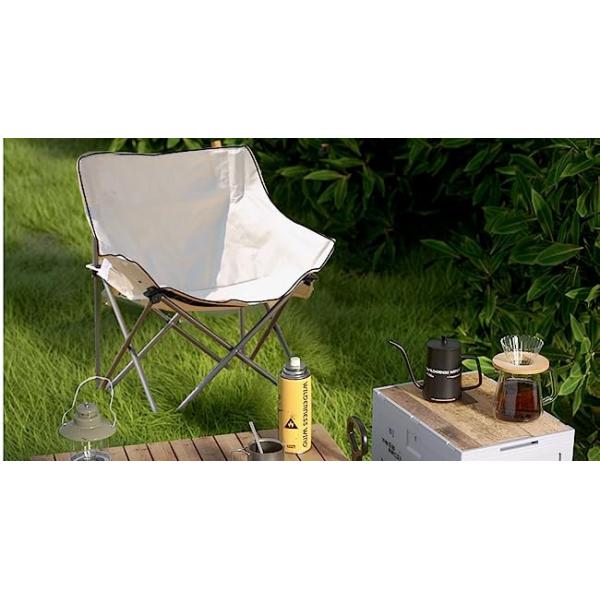 Portable Folding Padded Camping Chair For Lawn Camp Hiking Beach Sports Hunting, Beige