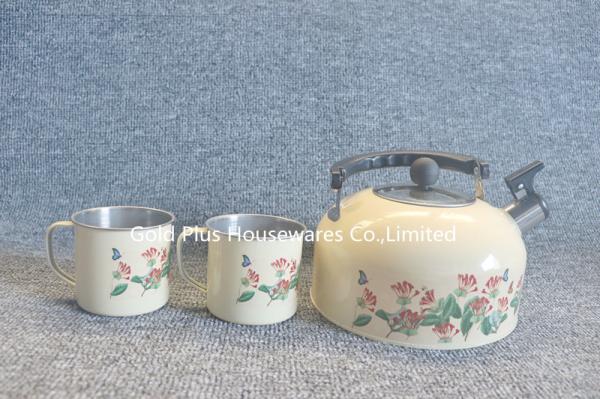 China kitchen gadgets flower painting stainless steel whistling kettle tea water kettle with bakelite handle