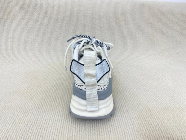 Women white fashion sneakers with mesh upper authentic leather and lacing