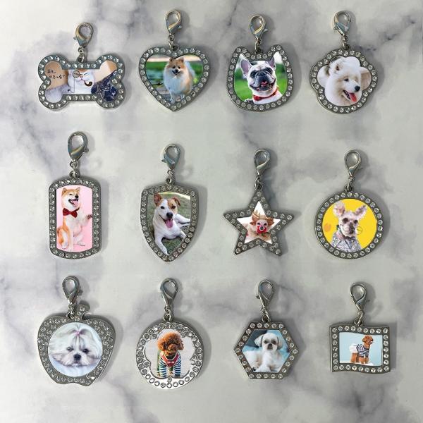 Des étiquettes de chien en métal d'aluminium personnalisé, des blancs de sublimation avec des diamants
