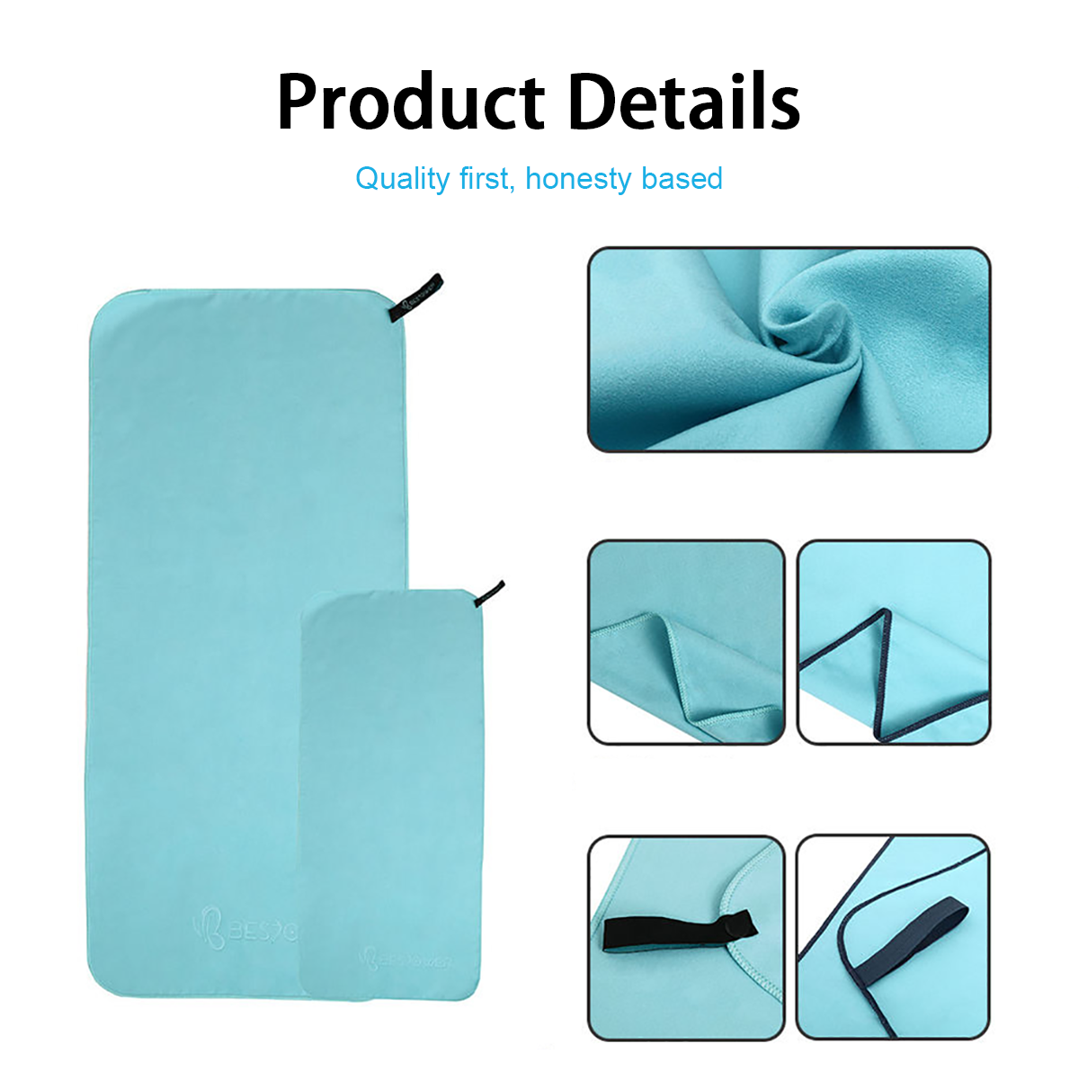 88%Polyester 12%Polyamide Compressed Microfiber Suede Beach Towel Customized Logo Carry Bag Eco-Friendly Quick-Dry