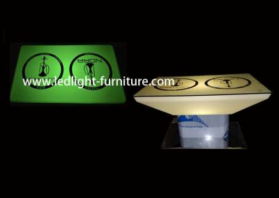 Customized Height Glow Furniture Lighting Hookah Table With Logo Glass Top