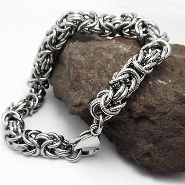 Men's and Women's Titanium Stainless Steel 8mm Byzantine Chain Bracelet (JCE367)