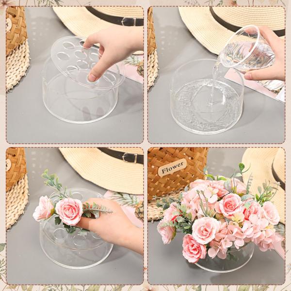 Vase de fleurs acryliques 3pcs Centre floral avec 12 trous pour la décoration de la table à manger