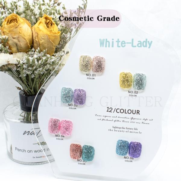 ODM Hexagon Loose Cosmetic Glitter Pigment For Nail Polish Pink Blue Purple Yellow