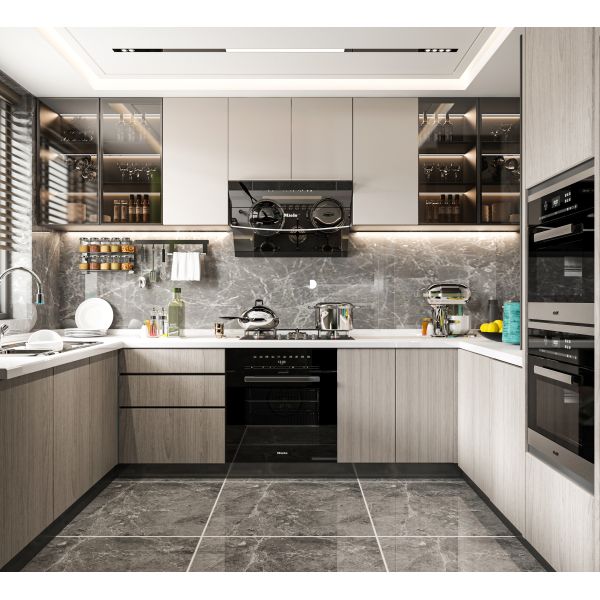 Kitchen Cabinets Luxury Ash Wood Design With Soft-Close Hinges Countertop