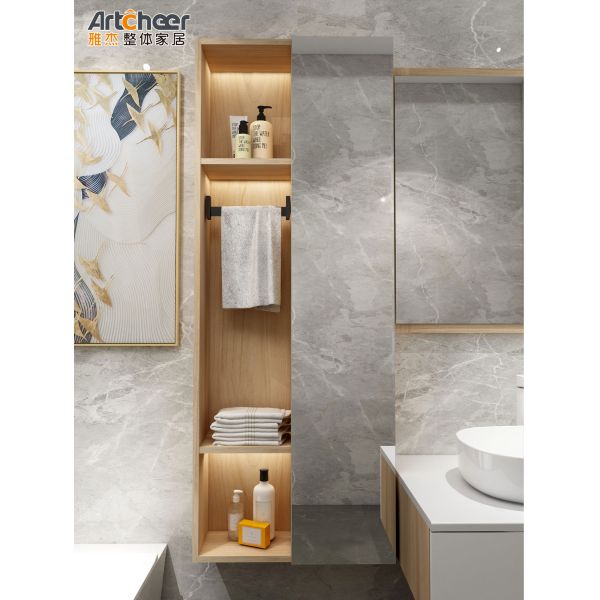 Wall-mounted Solid Wood Bathroom Vanity Combo with Eco-Friendly Plywood and Ceramic Basin