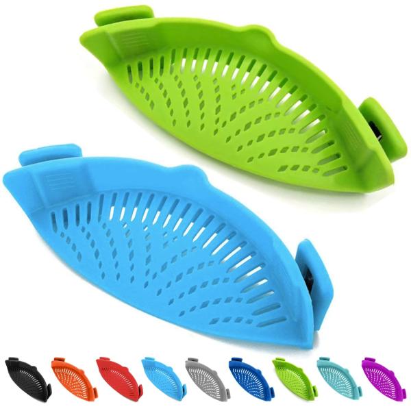 BPA Free Silicone Clip On Strainer For All Pots And Pans Pasta Strainer Clip On Food Strainer For Meat Vegetables Fruit