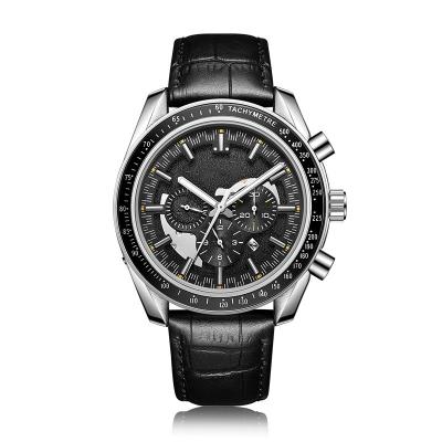Relógios mecânicos masculinos de liga de 45 mm com pulseira de couro e movimento automático