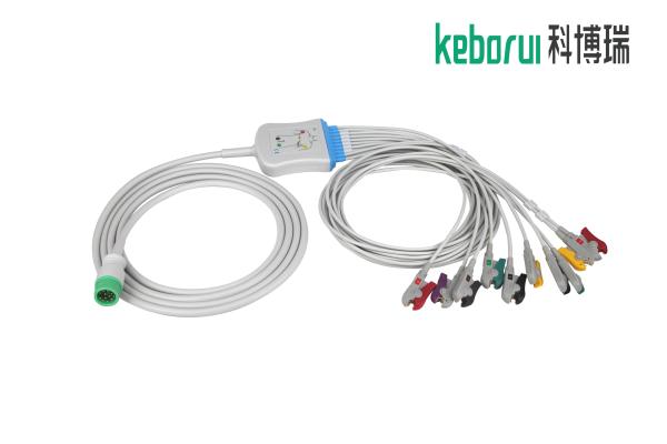 ISO13485 3.6m ECG Patient Cables Comen 12 Pin For Medical Equipment