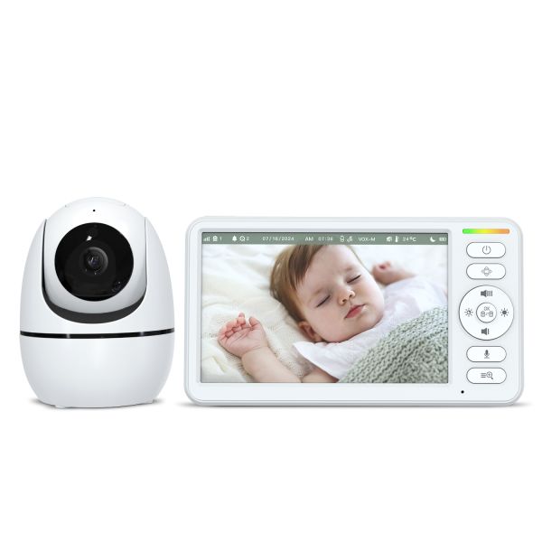 5000mAh Battery 6inch Screen Portable Baby Camera Night Vision 1000ft 2-Way Audio Video Baby Monitor with Temperature Sensor