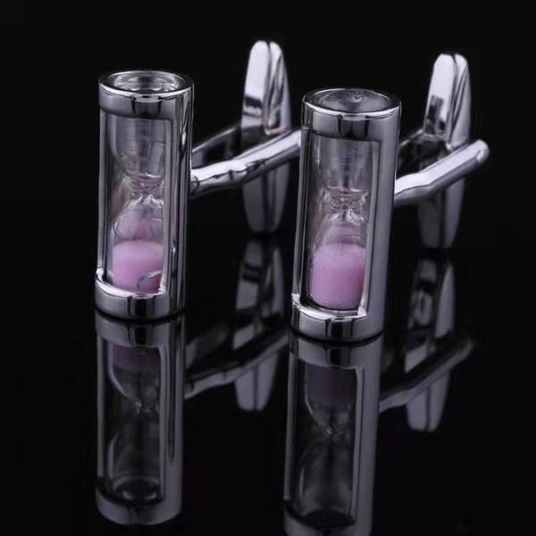 Alloy Material Mens Diamond Cufflinks Inlaid In Small Hourglass OEM