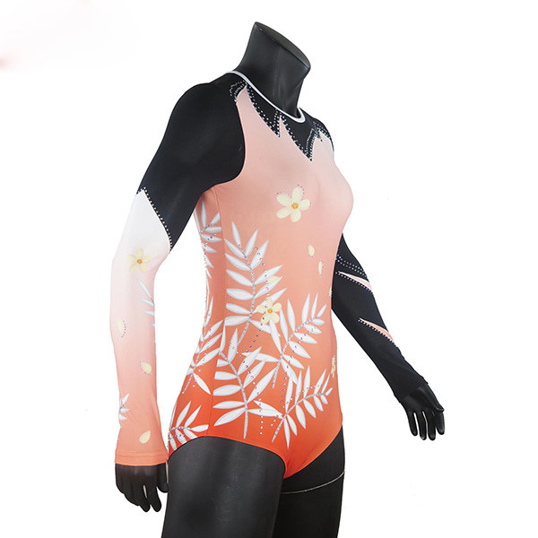 Обслуживание ОЭМ трико гимнастики длинного рукава стразов крутое приемлемое