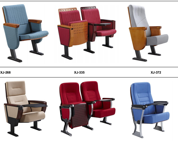 Blue Folded Plastic Theater Auditorium Chairs / Auditorium Seats With Writing Pad