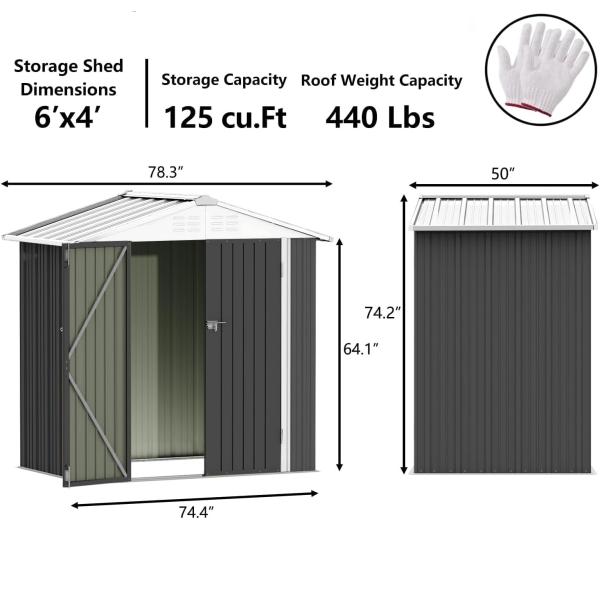 Powder Coated AJUNION Metal Garden Shed Double Lockable Door 50