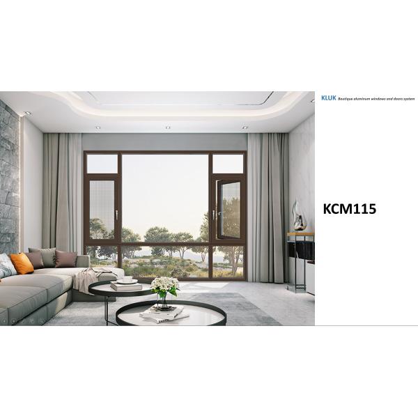 Symmetrical Tower Aluminium Casement Windows Tinted Glaa Sandalwood Color