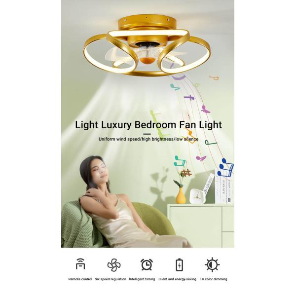 220V Acrylic Tri-Color Changing Ceiling Fan Light for Bedroom and Living Room