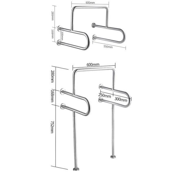 SUS304 Barrier Free Stainless Steel Bathroom Handrail For Disabled Elderly