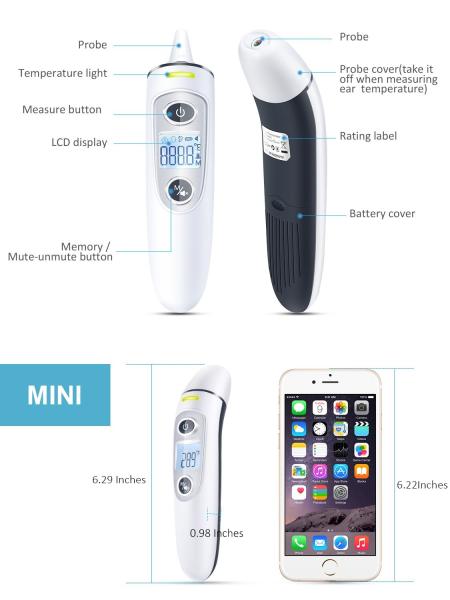 Clinical Body Temperature Digital Forehead Thermometer ABS Material 0.1℃/F Resolution