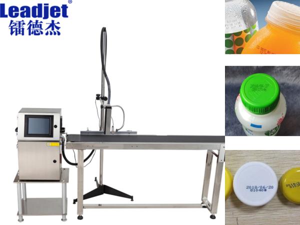 Non Contact Date Code Continuous Inkjet Printer On Bottle Cap Print Height From 5~24mm