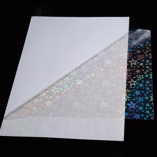 A4 Size Clear Self Adhesive Waterproof Good Adhesive Pillar Of Light Holographic Cold Lamination Film