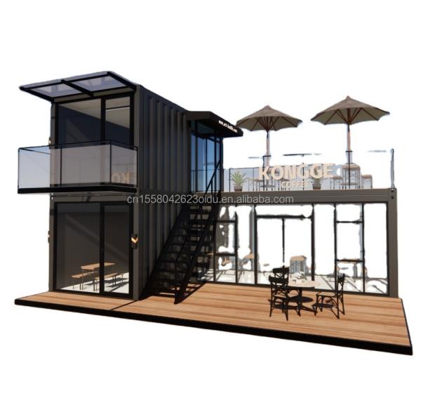 Galvanized Steel Bending Container Coffee Shop Store 40ft Prefabricated House Building Design for Steel Frame Hotel