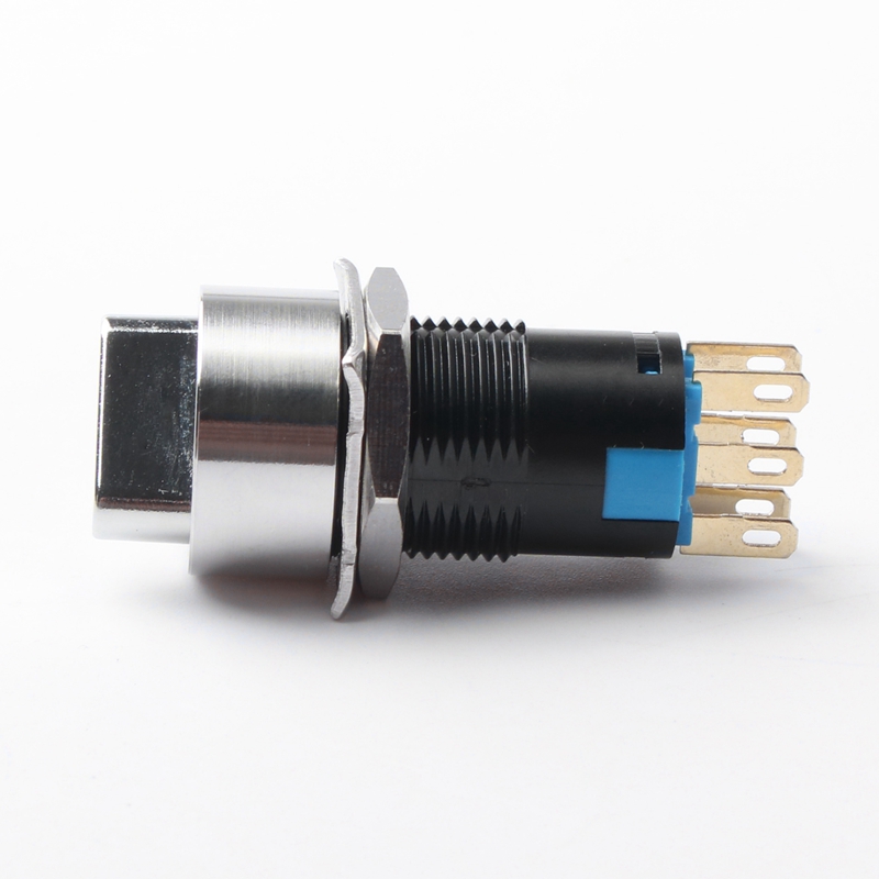 16mm IP66 IK09 Stainless Steel Rotary Switch 5A 250V 3 Position Push Button Latching Operation 2NO2NC Function Industrial