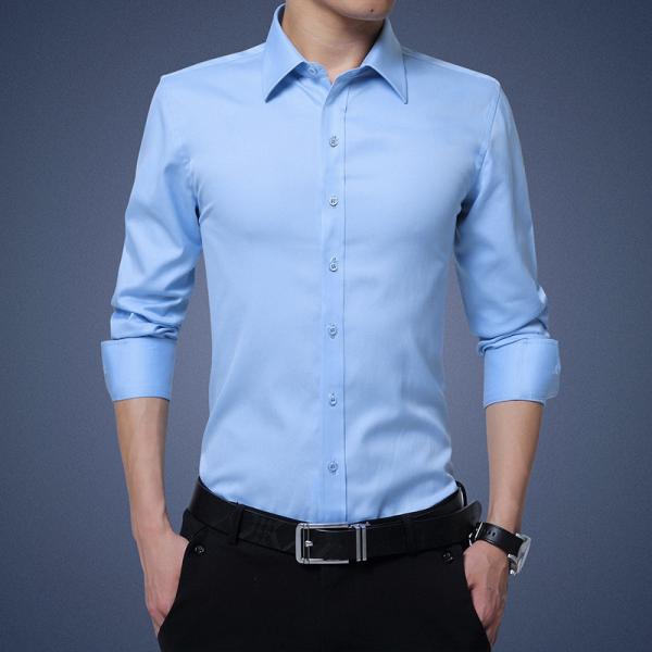 T-shirts masculinos de cor sólida de manga longa camisas para homens