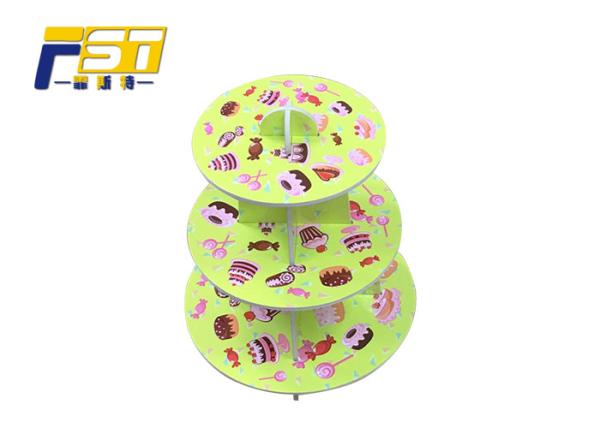 Custom Size Birthday Cardboard Cake Display , Cardboard Cup Cake Stands With 3 Shelves