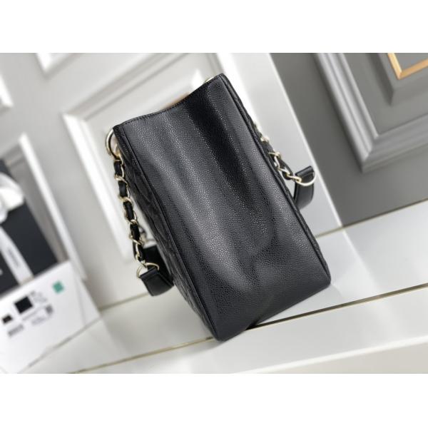 Large Chanel Lychee Leather Caviar Grand Shopping Tote GST Bag