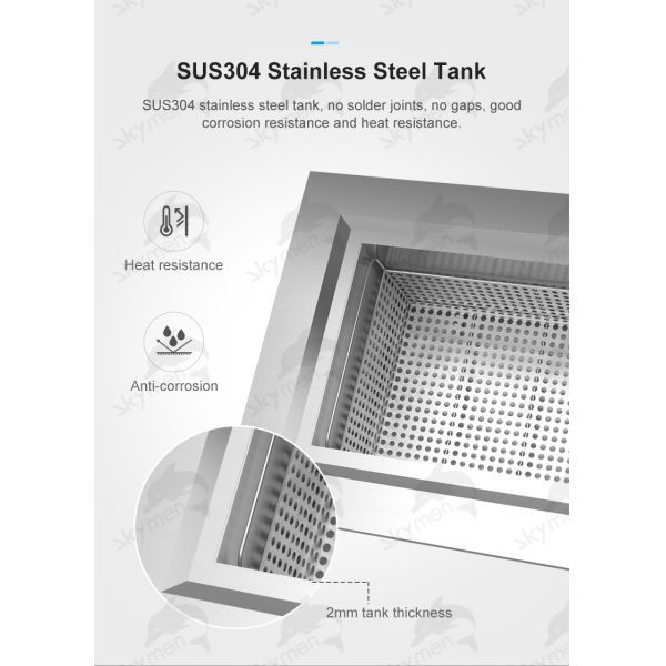 Skymen JP-120ST 38L High Power Digital Industrial Ultrasonic Cleaner with Stainless Steel Tank for DPF Filter Block