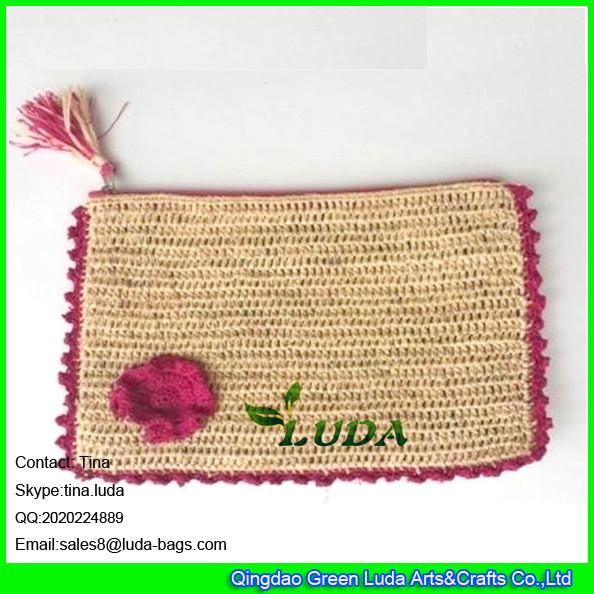 LUDA thailand handmade soft straw bag fashion macrame unique straw clutch bag