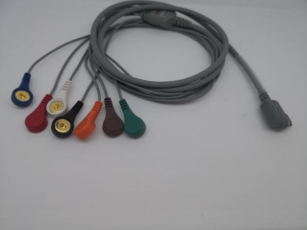 Ligações do cabo 7 do elétrodo do comprimento ECG do DMS 3m com um diâmetro da garantia 4mm do ano