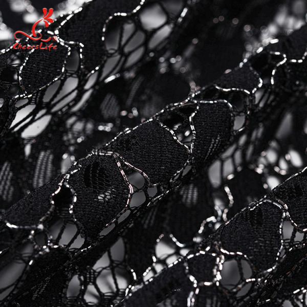 High quality Black Nylon lace fabric for evening dress