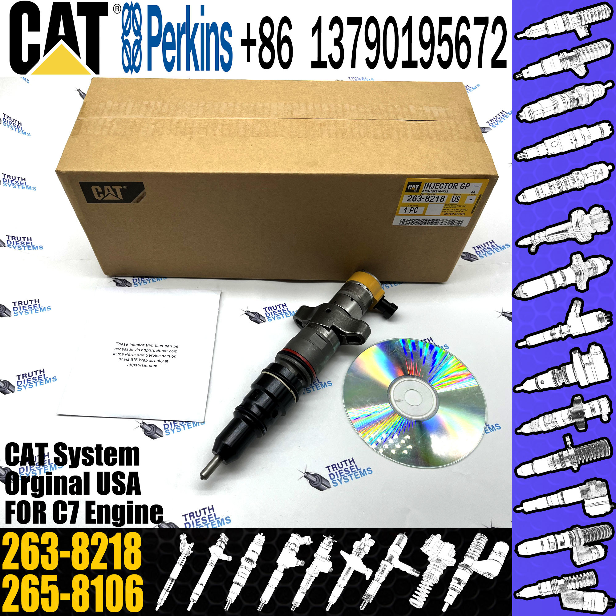 Инжектор инжекторов c7 кота 387-9427 263-8216 263-8218 для части двигателя c7 гусеницы дизельной запасной