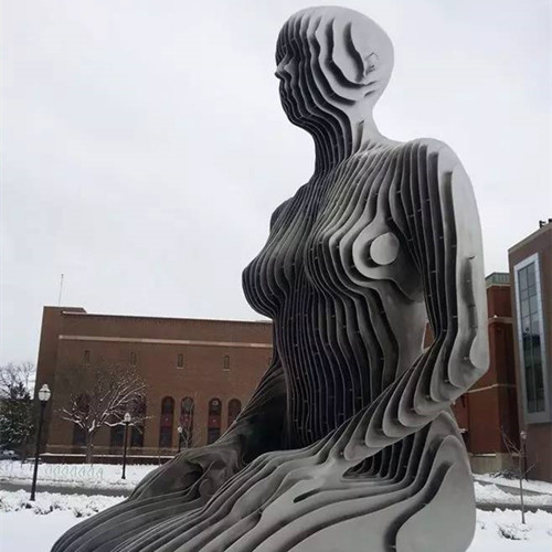 Disappear Abstract Decorative Metal Sitting Woman Figure Art Sculptures