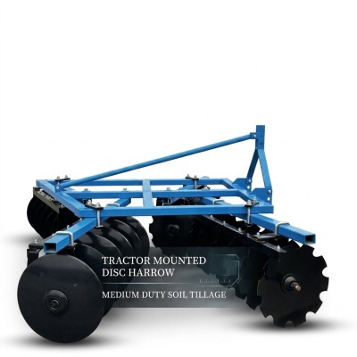 Medium Duty Disc Harrow for Tractor with Notched & Plain Discs, Heavy-Duty Steel Frame, and Adjustable Working Angle