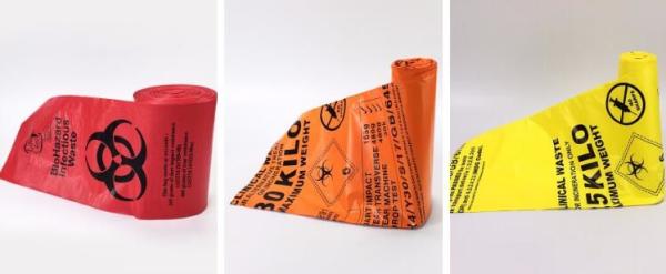 Medical waste garbage bags / Yellow Red Medical waste garbage bags/ Infections Linens Waste Bags, Biohazard & Linen Bags