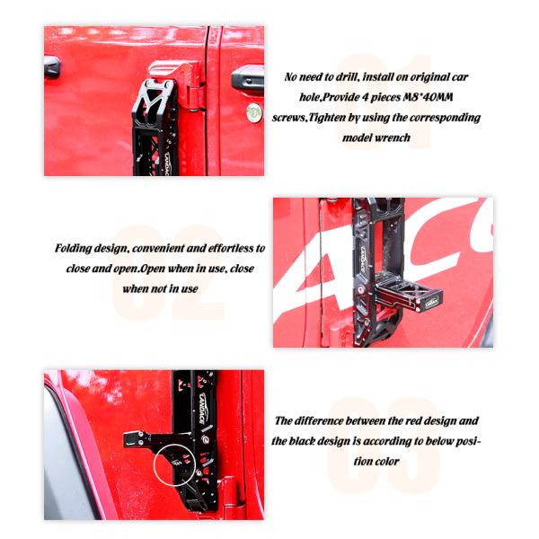 Сверхдорожная спираль алюминия боковые двери панцирь складной шаг педаль для Jeep Wrangler