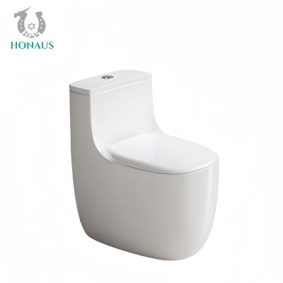 One Piece Toilet Bowl Siphonic Vortex Flush Round High Temp Burned Ceramic Silent Lid