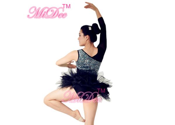 Single Sleeve Sequin Chest Lace Skirt Ballet Performance Costumes For Competition
